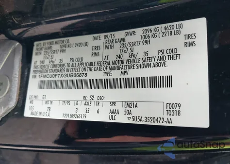 2016 Ford Escape S из США, поврежденный, VIN 1FMCU0F7XGUB06878